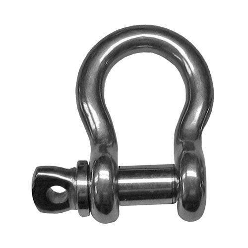 Stainless steel bow shackles securely connect mooring chain and custom-built SS mooring lines to both NexSens data buoys and pyramid anchors.